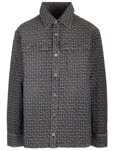 Monogram Jacquard Denim Shirt - Balmain - Modalova