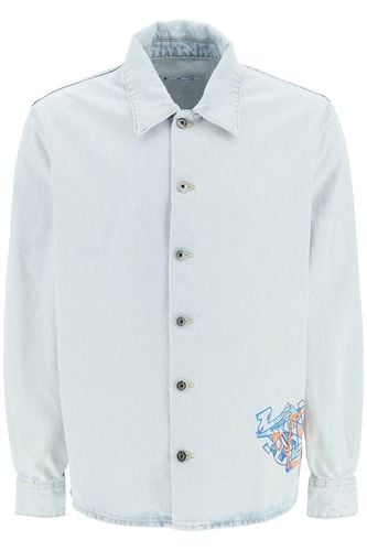 Graffiti Logo Denim Overshirt Jacket - Off-White - Modalova