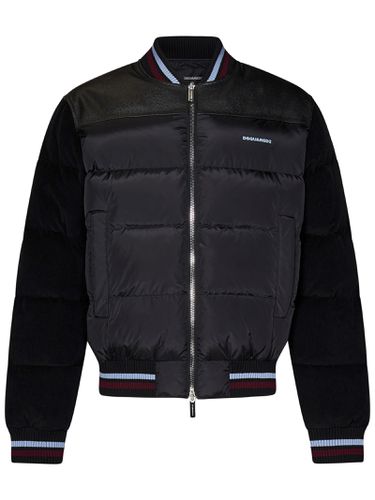 Mixed Puffer Bomber Jacket - Dsquared2 - Modalova