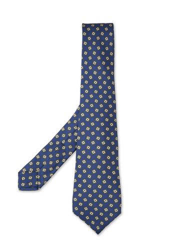 Royal Blue Tie With Floral Pattern - Kiton - Modalova