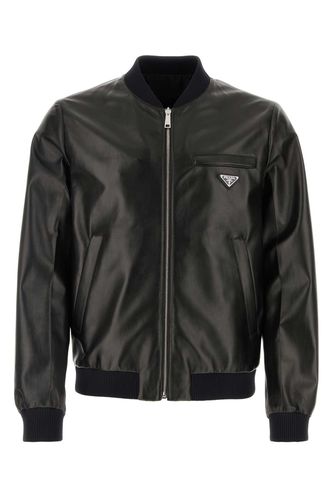 Black Nappa Leather Reversible Bomber Jacket - Prada - Modalova