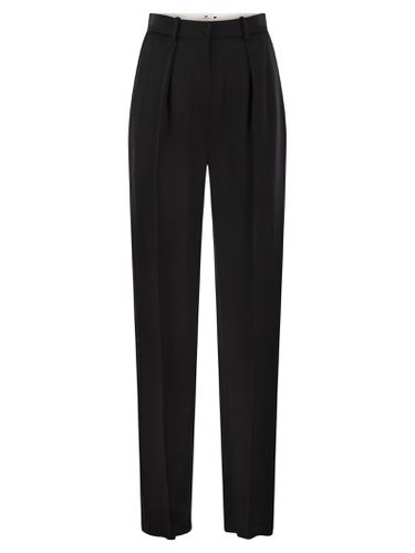 Straight Satin Trousers With Satin Bands - Elisabetta Franchi - Modalova