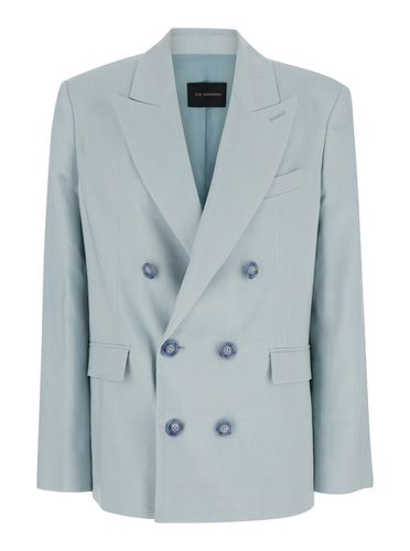 Light Blue Single-breasted Blazer In Linen Stretch Woman - The Andamane - Modalova