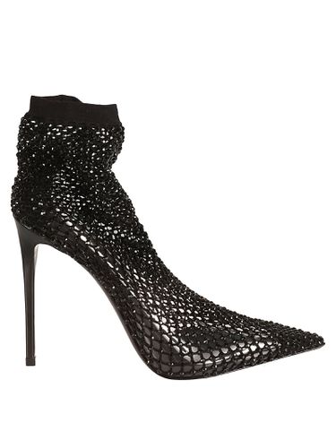 Fishnet Embellished Pointed Toe Pumps - Le Silla - Modalova