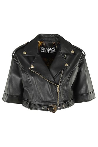 Leather Jacket With Short Sleeves - Versace Jeans Couture - Modalova