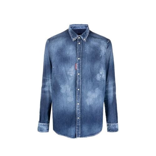 Distressed Effect Denim Shirt - Dsquared2 - Modalova