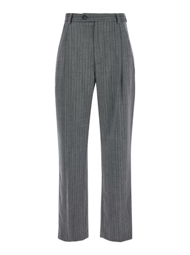 Mia Pants With Belt Loops And All-over Striped Motif In Wool Blend Stretch Woman - Tela - Modalova