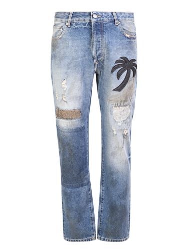 Palm Tree Patchwork Jeans - Palm Angels - Modalova