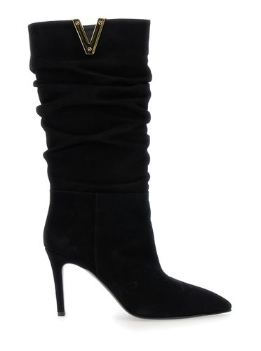 Heeled And V-detail Boots In Suede Woman - Via Roma 15 - Modalova