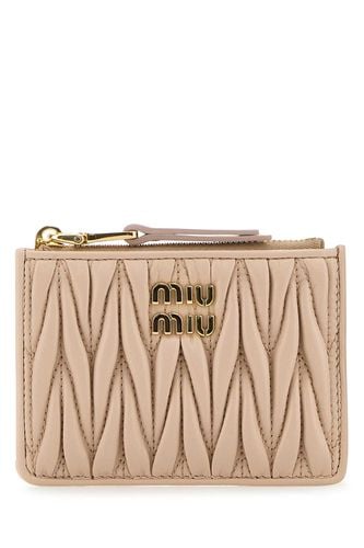 Powder Pink Nappa Leather Card Holder - Miu Miu - Modalova