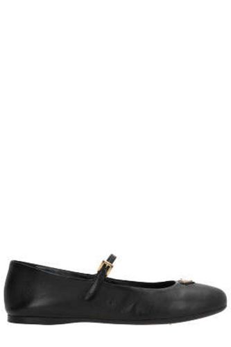 Leather Ballerina With Logo Triangle - Prada - Modalova