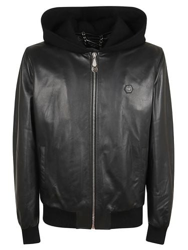 Nappa Leather Hoodie Bomber - Philipp Plein - Modalova