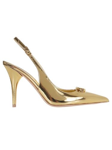 Sling Back Vlogo The Bold Edition T. 100 Gold Logo - Valentino Garavani - Modalova