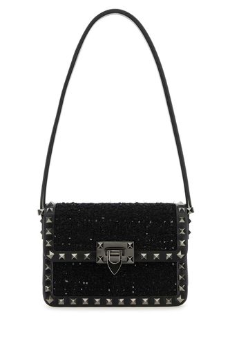 Black Tweed Rockstud23 Shoulder Bagâ - Valentino Garavani - Modalova