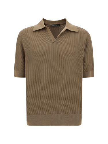 Perforated Cotton Polo Shirt - Dolce & Gabbana - Modalova