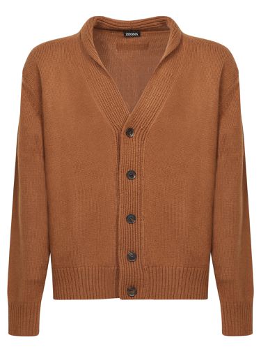 Brown Cashmere And Mohair Cardigan - Zegna - Modalova