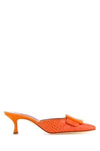 Orange Leather Maysale Mules - Manolo Blahnik - Modalova