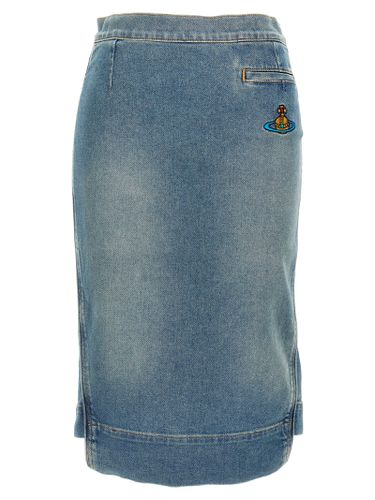 Logo Embroidery Denim Skirt - Vivienne Westwood - Modalova