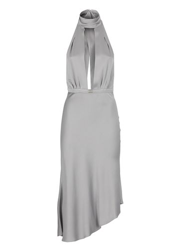 Satin Midi Dress With Asymmetric Skirt - Elisabetta Franchi - Modalova