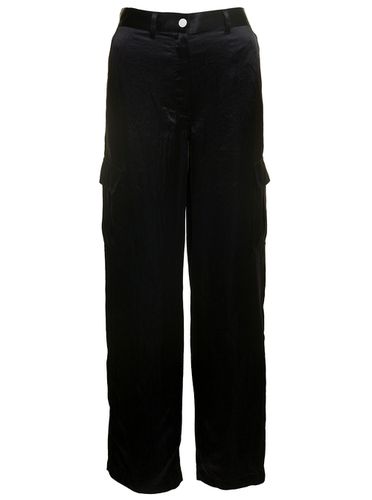 Black Wide Leg Cargo Pants In Satin Fabric Woman - Theory - Modalova