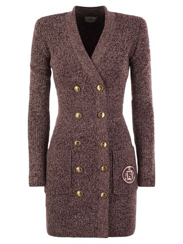 Double-breasted Robe Manteau With Logo Patch - Elisabetta Franchi - Modalova