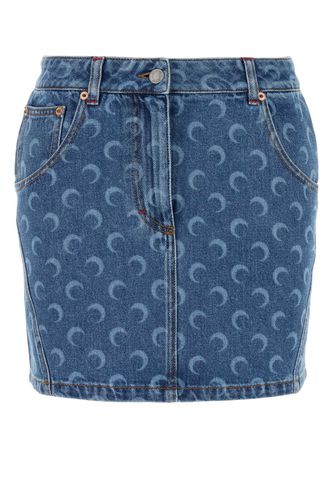 Printed Denim Mini Skirt - Marine Serre - Modalova