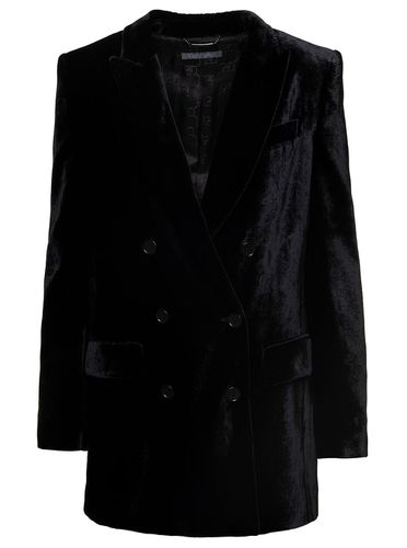 Black Double-breasted Jacket With Tonal Buttons In Velvet Woman - Alberta Ferretti - Modalova