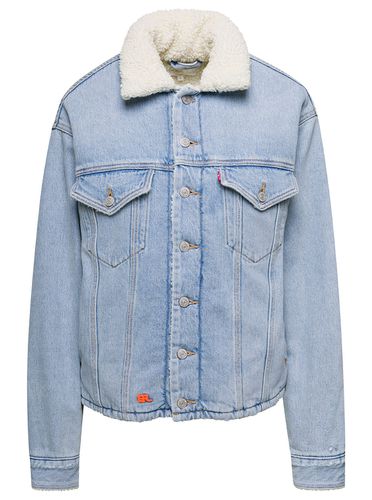 Sherpa Trucker Light Blue Jacket With Logo Patch In Cotton Denim X Levis - ERL - Modalova