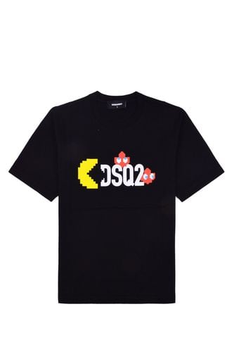 Pac-man Logo Printed Cropped T-shirt - Dsquared2 - Modalova