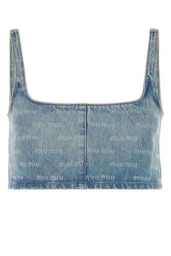 Miu Miu Printed Denim Crop-top - Miu Miu - Modalova