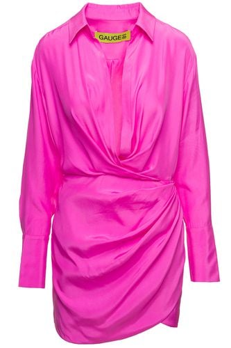 Naha Draped Shirt Mini Hot Pink Dress In Silk Woman - GAUGE81 - Modalova