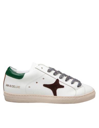 Leather Sneakers White And Green Color - AMA-BRAND - Modalova