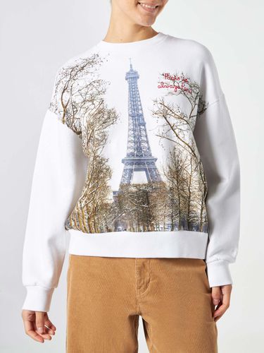 Woman Fleece Sweatshirt With Paris Postcard Print - MC2 Saint Barth - Modalova