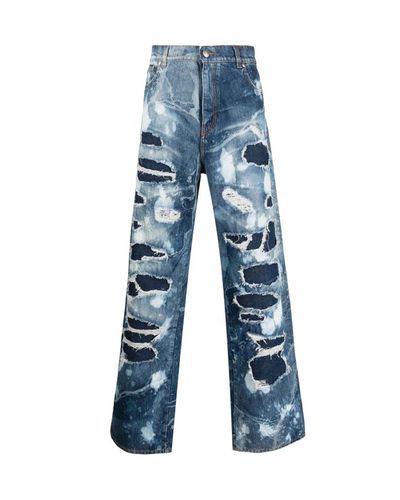 Wide Jeans In 100% Cotton Used Effect - John Richmond - Modalova