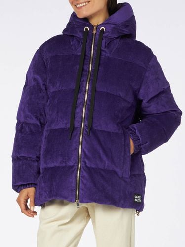 Woman Purple Corduroy Down Padded Jacket With Hoodie - MC2 Saint Barth - Modalova