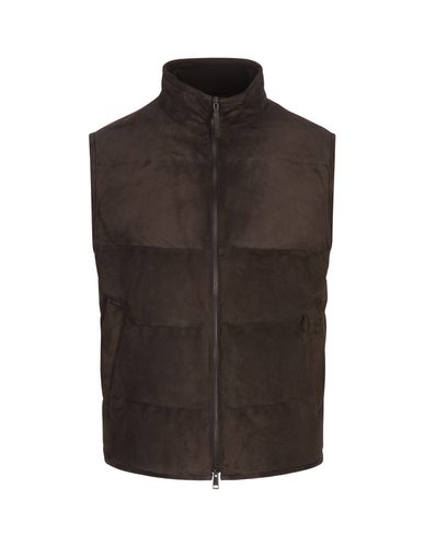 Zegna Brown Suede Padded Gilet - Zegna - Modalova