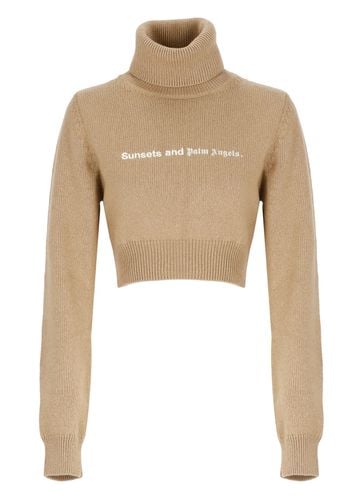 Cropped Turtleneck Sweater - Palm Angels - Modalova