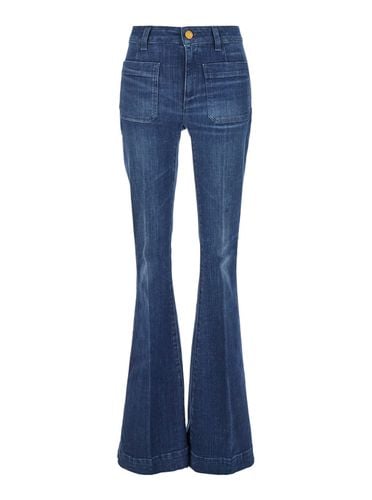 Delphine Light Flared Jeans With Belt Loops And Logo Lettering On The Rear In Denim Woman - The Seafarer - Modalova