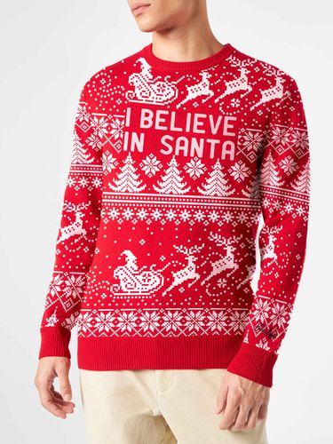 Man Sweater With I Believe In Santa Lettering - MC2 Saint Barth - Modalova