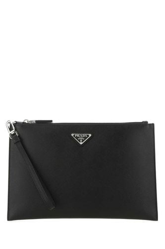 Prada Black Leather Clutch - Prada - Modalova