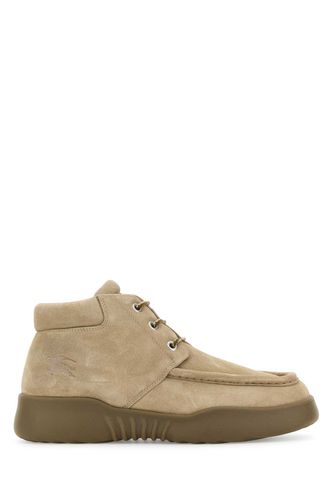 Beige Suede Log Ankle Boots - Burberry - Modalova