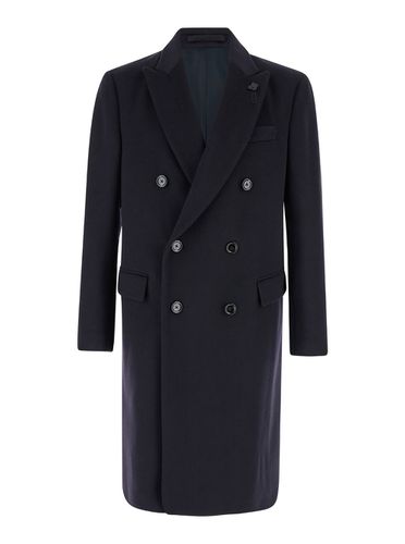 Black Double-breasted Coat In Wool Man - Lardini - Modalova