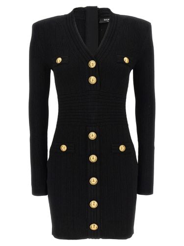 Balmain Logo Button Ribbed Dress - Balmain - Modalova