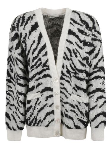 Zebra Printed V-neck Long-sleeved Cardigan - Alessandra Rich - Modalova