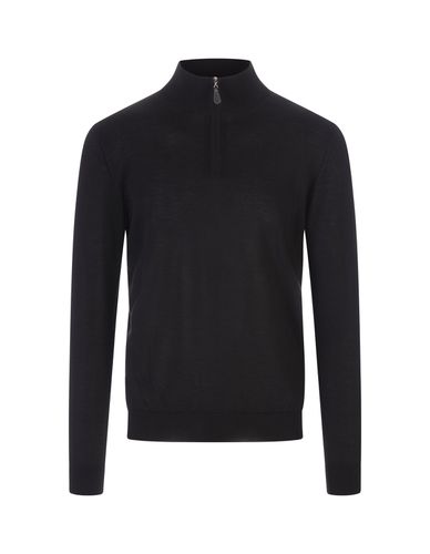 Dark Half-zip Favonio Pullover In Silk And Cashmere - Fedeli - Modalova