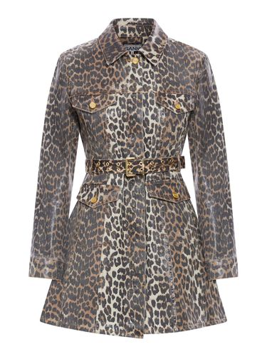 Ganni Leopard Denim Dress - Ganni - Modalova