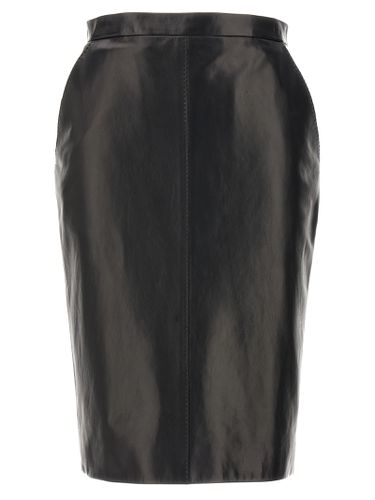 Saint Laurent Leather Midi Skirt - Saint Laurent - Modalova