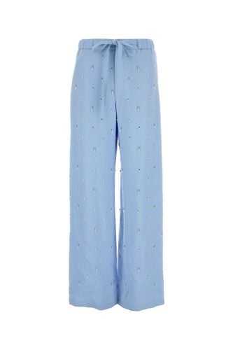 Powder Blue Crepe Wide-leg Pant - Gucci - Modalova