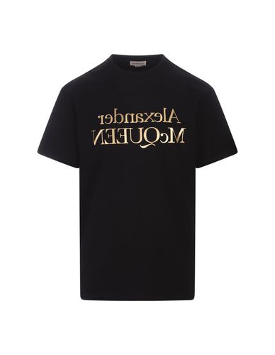 T-shirt With Logo Reflection In And Gold - Alexander McQueen - Modalova