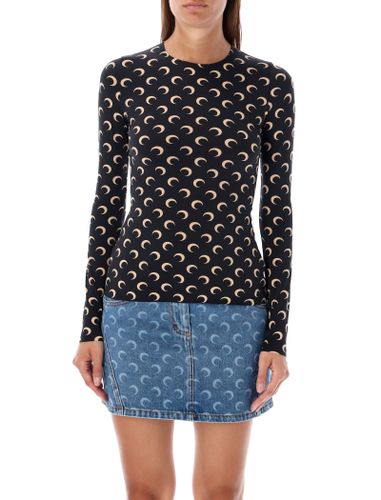 Moon Printed Jersey Long Sleeve Crewneck Top - Marine Serre - Modalova